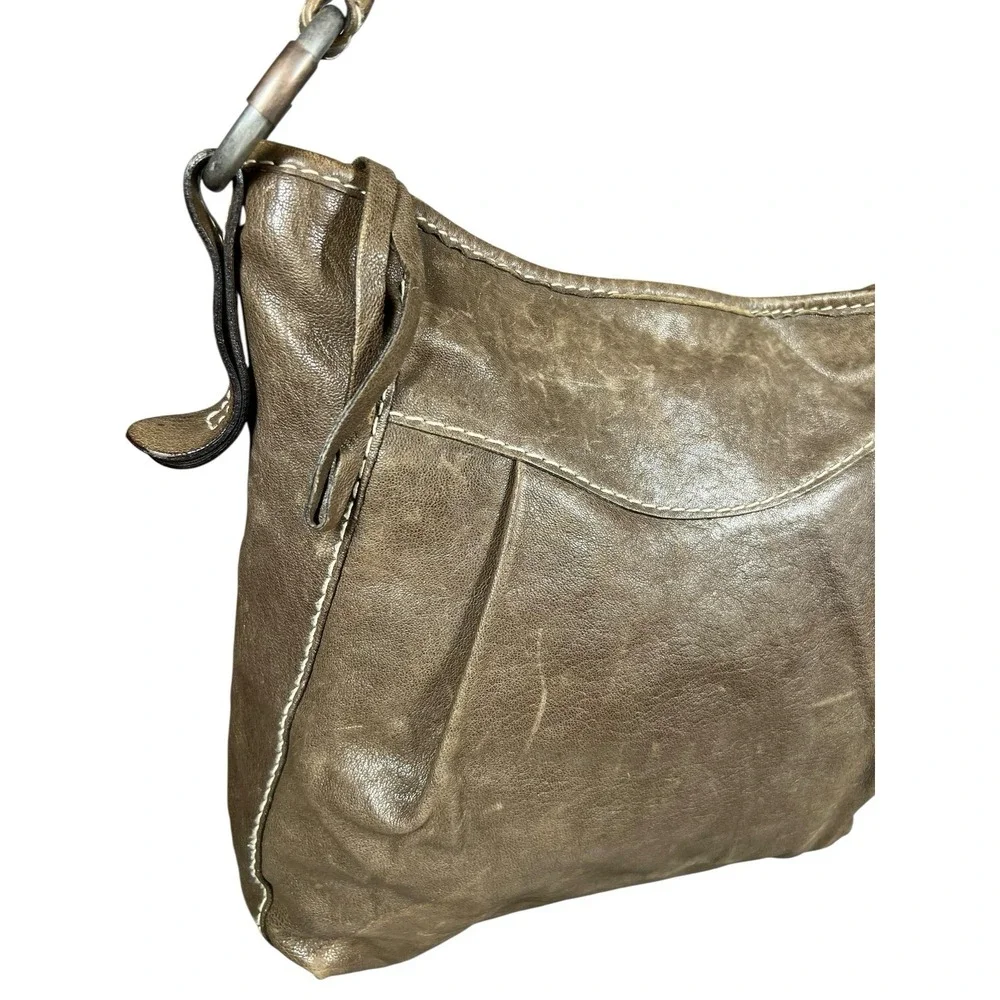 Abercrombie & Fitch Y2K‎ 00's Leather Hobo Shoulder Bag Slouchy Distressed Brown